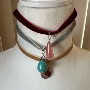 Choker Red,Grey,Mustard 3 Pices 🌟🌟